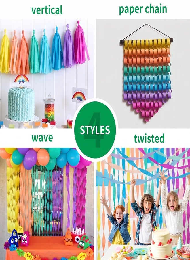 Acoavo 6 Rolls 738ft Crepe Paper Streamers, 6 Macaron Colors Party Streamers for Party Backdrop Craft Tissue Paper Decorations Wedding Birthday Graduation Decor DIY Supplies - 2.2 Inch x 123 Ft/Roll - Image 4
