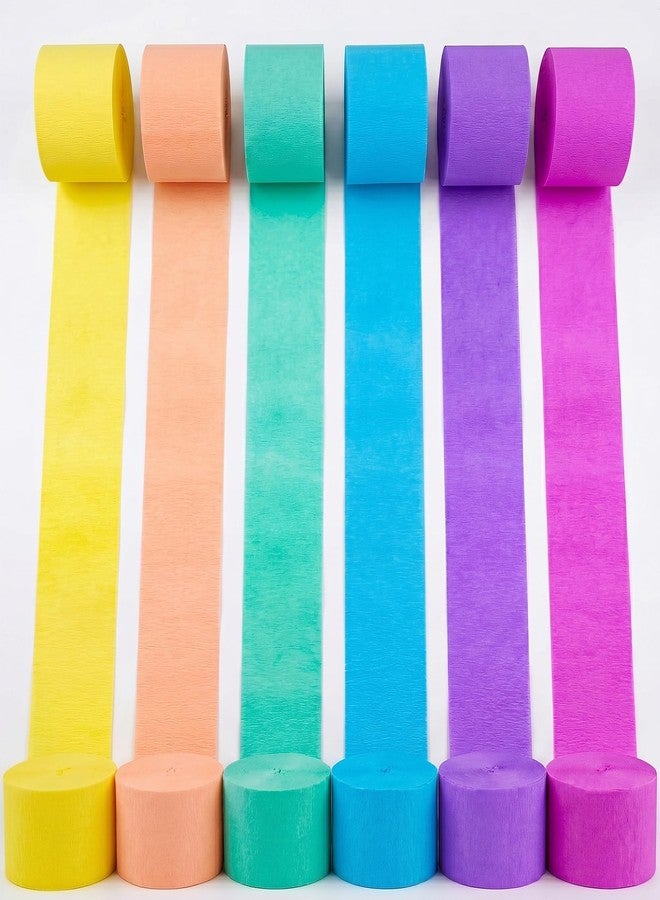 Acoavo 6 Rolls 738ft Crepe Paper Streamers, 6 Macaron Colors Party Streamers for Party Backdrop Craft Tissue Paper Decorations Wedding Birthday Graduation Decor DIY Supplies - 2.2 Inch x 123 Ft/Roll - Image 1