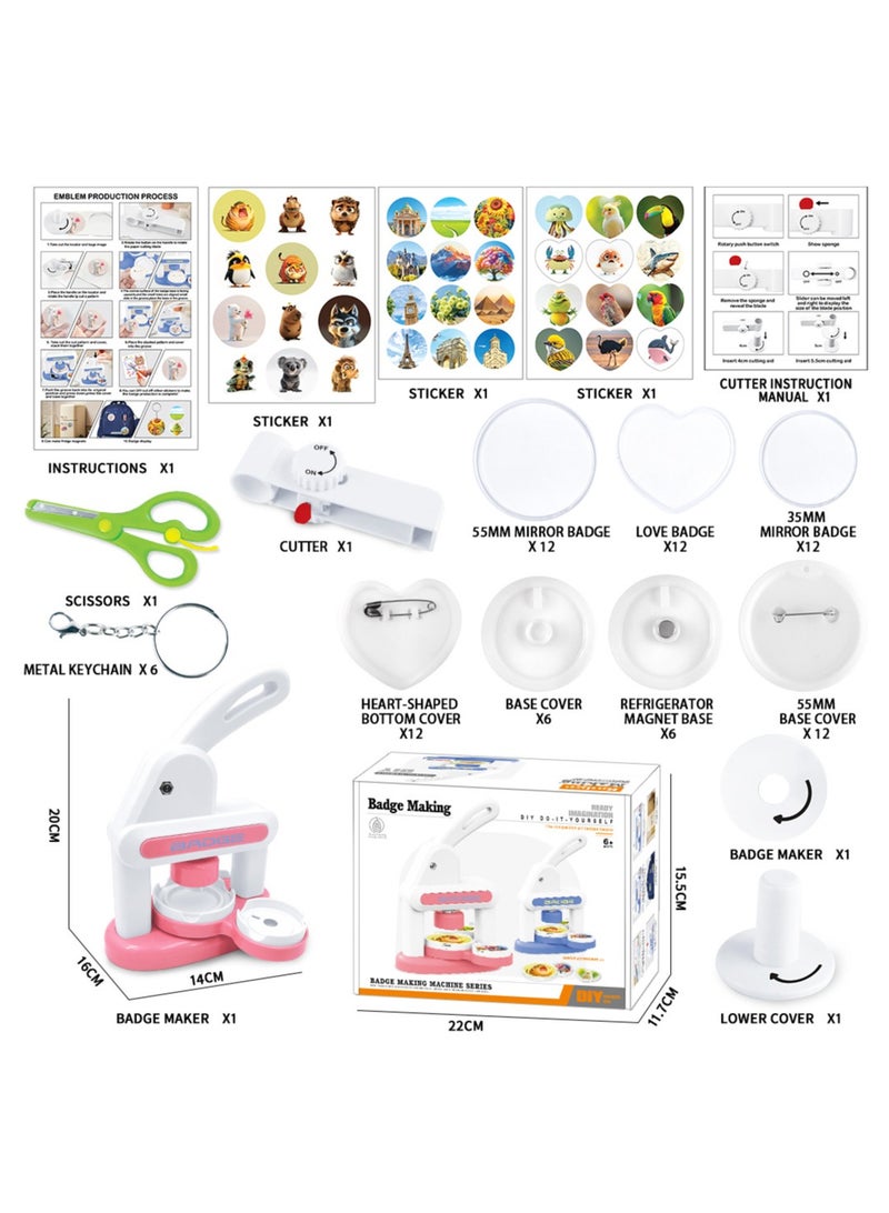 عام مكينة صنع الشارات اليدوية، مكينة صنع الشارات للأطفال، مكينة لصنع مغناطيسات الثلاجة الصنع في المنزل، ألعاب يدوية. - Image 2