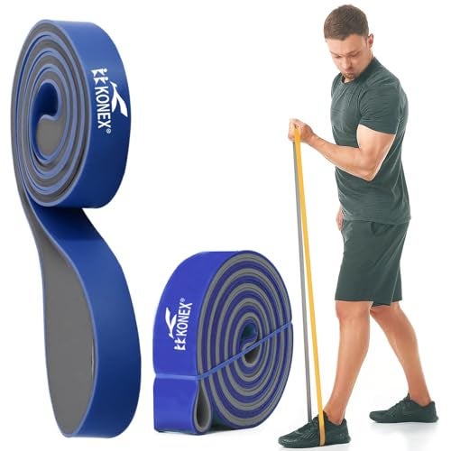 Konex Heavy Resistance Band for Men & Women | Durable Natural Latex Stretch Band (30-45 Kg) for Back & Full Body Workout | Ideal for Home, Gym, Fitness, Yoga, Stretching & Toning Exercises - Blue - Image 1