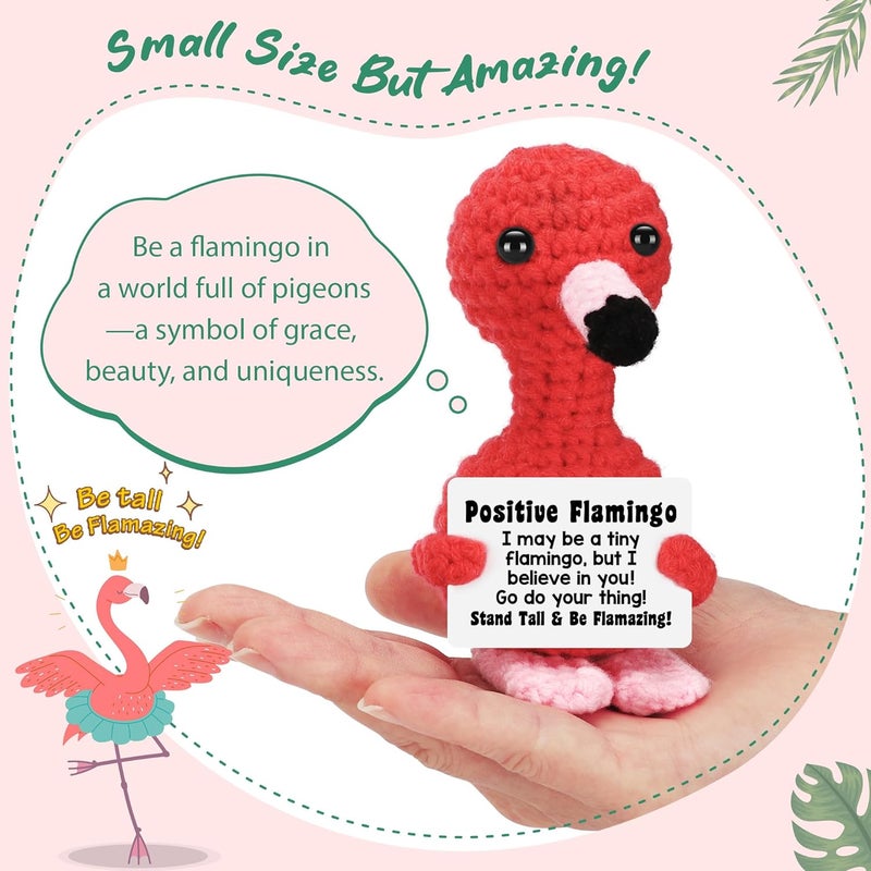 BdayPtion Mini Flamingo Christmas Stocking Stuffers for Women Teen Girls Boys Kids, Funny White Elephant Gifts for Adults, Birthday Gifts for Women, Positive Crochet Animals Emotional Handmade Flamingo Support - Image 2