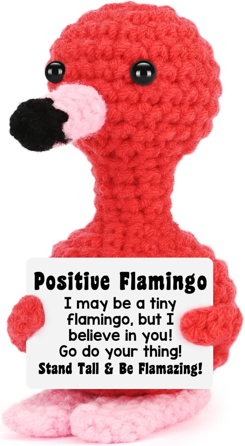 BdayPtion Mini Flamingo Christmas Stocking Stuffers for Women Teen Girls Boys Kids, Funny White Elephant Gifts for Adults, Birthday Gifts for Women, Positive Crochet Animals Emotional Handmade Flamingo Support - Image 1
