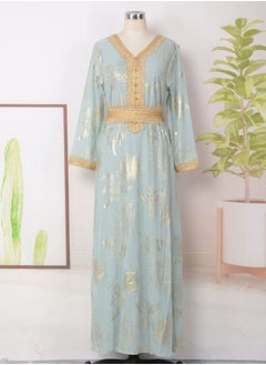 إسكدنيا إمرأة مسلمة Abaya حارّ ختم مساء ثوب مع حزام سير عربيّة ماكسي ثوب  - Image 1