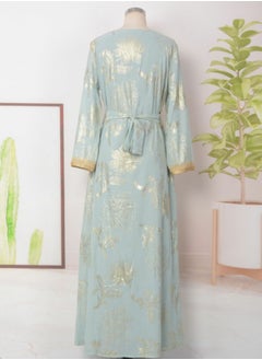 إسكدنيا إمرأة مسلمة Abaya حارّ ختم مساء ثوب مع حزام سير عربيّة ماكسي ثوب  - Image 3