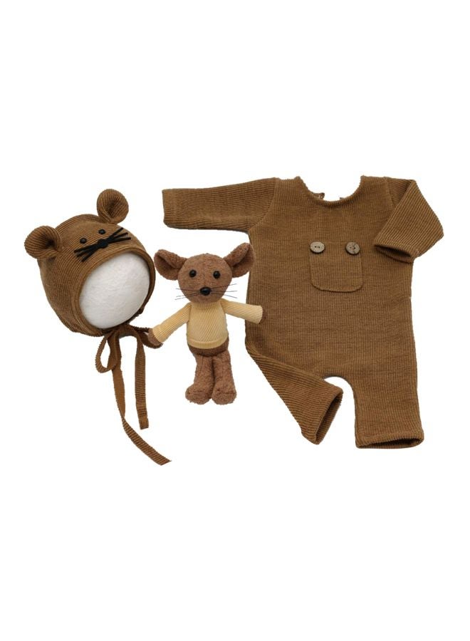 3-Piece Photography Clothing Baby Modeling Costume Kit, Brown/Beige/Black - Image 1