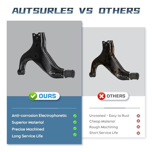 Autsurles 10 PCS Front Lower Control Arm with Ball Joints for Nissan Pathfinder 1996-2004, for Infiniti QX4 1997-2003, Sway Bar Link + Tie Rod End Suspension Kit K640329 K640330 K90662 K90659 K90659 - Image 3