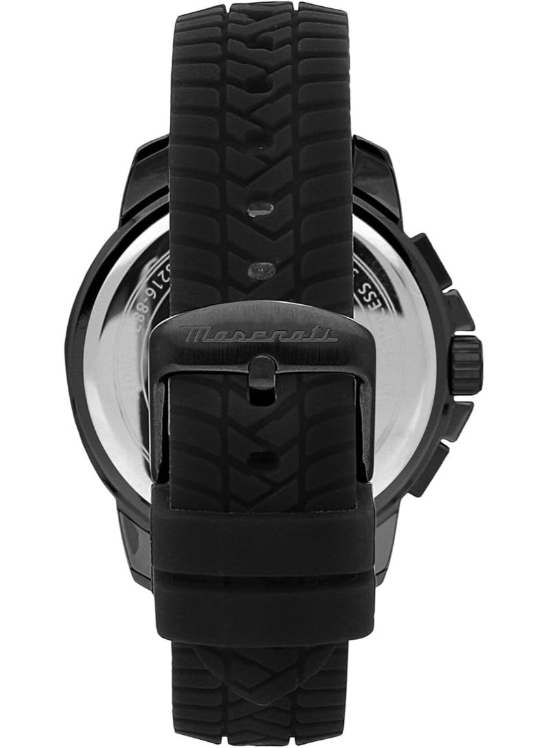 مازيراتي سكسسو 44 مم كرونومتر أسود مع قرص أسود وسوار أسود - Image 3