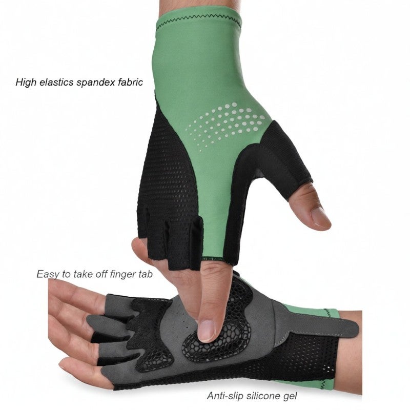 بودون قفازات الدراجات النارية النصفية الحجم XL اللون الأزرق مصنوعة من مادة الـ SBR السميكة مع جل السيليكون المضاد للانزلاق - قفازات ممتازة امتصاص الصدمات للدراجات الطرقية والرفع بالأثقال في الداخل - Image 4