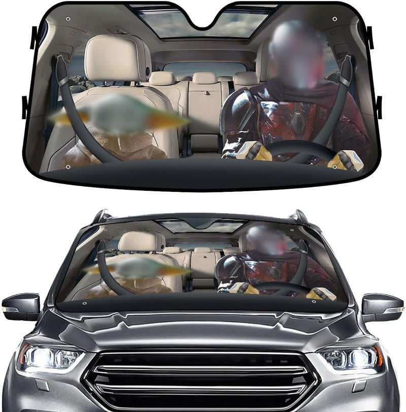 GENANY Star Movie Baby Alien Guard Windshield Sun Shade for Car SUV Truck (55x30 Inches) - Image 1