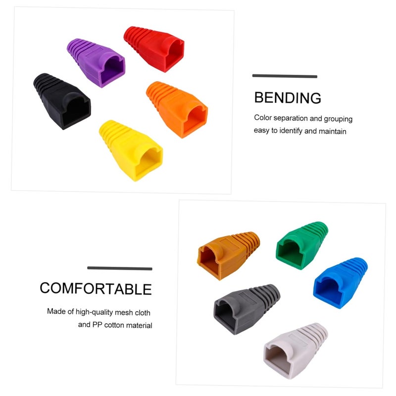 Network Cable Head Rubber Sleeves Set 8P8C Connectors Cover Cable Boots Network Boots Connect Plug Network Plug 100 Pcs Assorted Colors Protect and Organize - Image 3