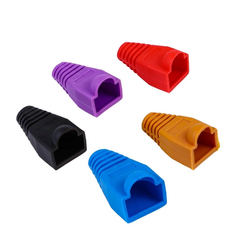 Network Cable Head Rubber Sleeves Set 8P8C Connectors Cover Cable Boots Network Boots Connect Plug Network Plug 100 Pcs Assorted Colors Protect and Organize - Image 1
