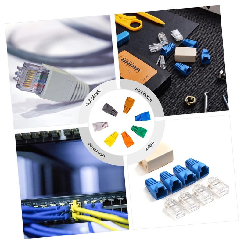 Network Cable Head Rubber Sleeves Set 8P8C Connectors Cover Cable Boots Network Boots Connect Plug Network Plug 100 Pcs Assorted Colors Protect and Organize - Image 2
