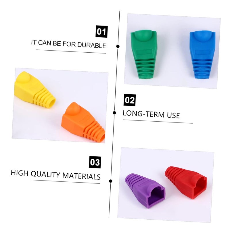 Network Cable Head Rubber Sleeves Set 8P8C Connectors Cover Cable Boots Network Boots Connect Plug Network Plug 100 Pcs Assorted Colors Protect and Organize - Image 4