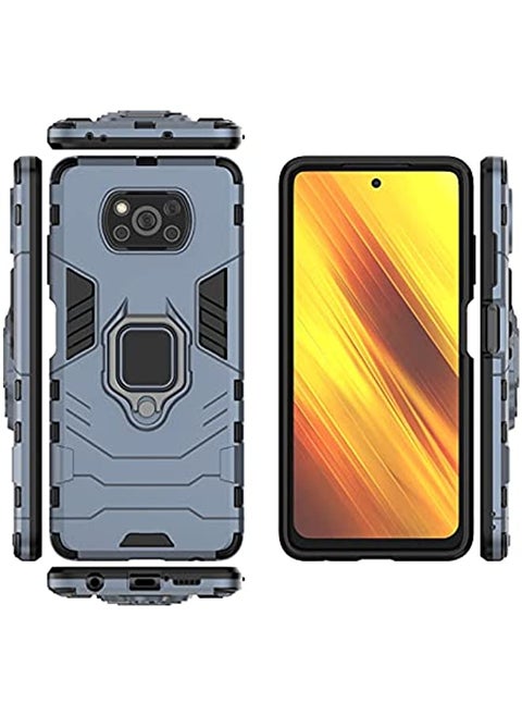 For Xiaomi Poco X3 Pro Case/Poco X3 NFC Case with Kickstand,Dual Layer Military Grade Full-Body Rugged Shell-Navy