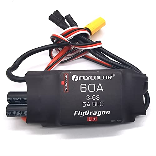 Flycolor 60A ESC 36S Electric Speed Controller 5v 6V74V 5A BEC with XT60 35mm Bullet Plugs for RC Drone Airplane Brushless Motors - Image 1