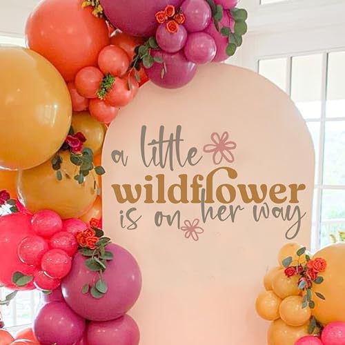 FUTNH A Little Wildflower is On Her Way Wall Decal，Floral Theme Baby Party Decal Sign，Gender Reveal Party Sign，Boho Floral Baby Shower Wall Stickers，Wildflower Balloon Arch Backdrop Stickers - Image 2