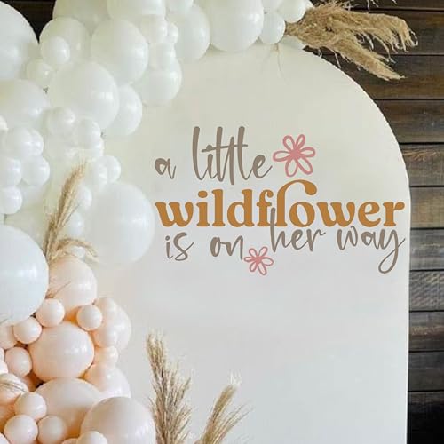 FUTNH A Little Wildflower is On Her Way Wall Decal，Floral Theme Baby Party Decal Sign，Gender Reveal Party Sign，Boho Floral Baby Shower Wall Stickers，Wildflower Balloon Arch Backdrop Stickers - Image 3