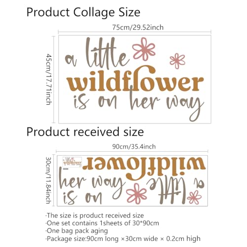 FUTNH A Little Wildflower is On Her Way Wall Decal，Floral Theme Baby Party Decal Sign，Gender Reveal Party Sign，Boho Floral Baby Shower Wall Stickers，Wildflower Balloon Arch Backdrop Stickers - Image 4