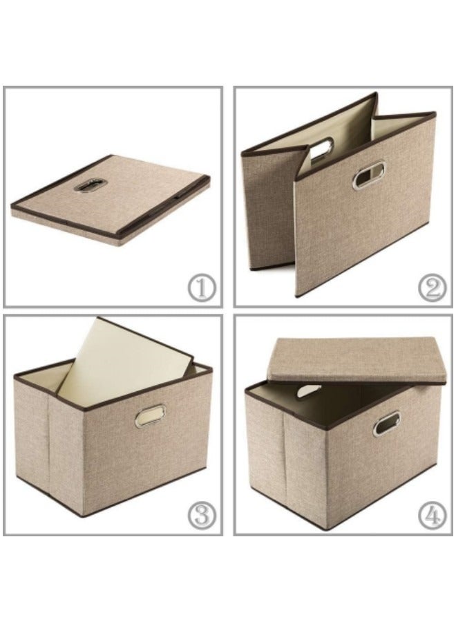 1-Piece Clothes Organizer Drawer with Cover, Foldable Fabric Storage Boxes Cloth Storage Organizer Drawer Storage Cubes, Wardrobe Clothes Organizer Toys Storage Bin, khaki - Image 3