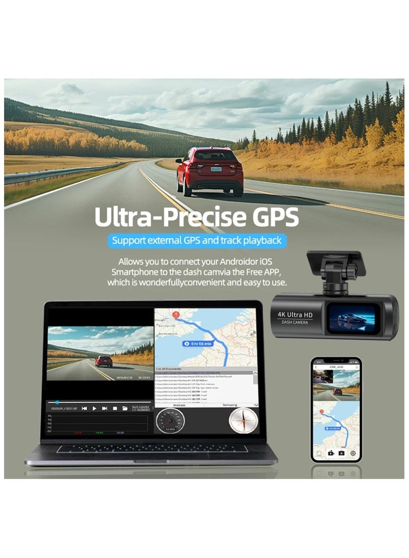 Dash Camera for Cars with WiFi  GPS, 4K Front and 1080P Rear Car Camera, with Super Night Vision and 24-Hour Parking Monitor, Parking Assistance, Supports 256GB Max - Image 5