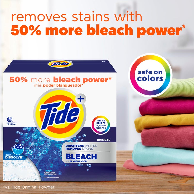 Tide Powder Laundry Detergent with Bleach, Original Scent, 89 Loads, 129 oz - Image 2