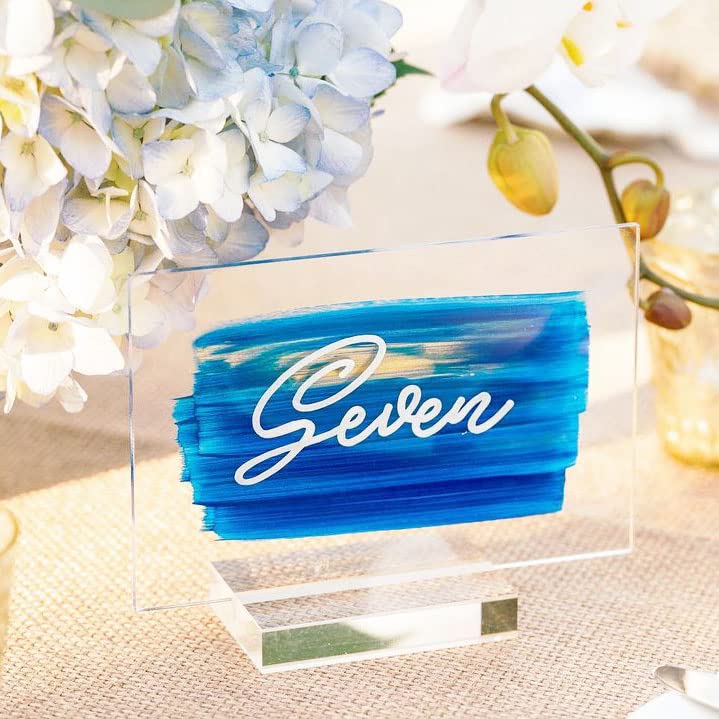 JINMURY 3" Clear Acrylic Sign Holder Stand - 10 Pack for Wedding Table Number Signs, Card Holder, Clear Base for 5x7 Inch Sheet Table Signs - Image 5