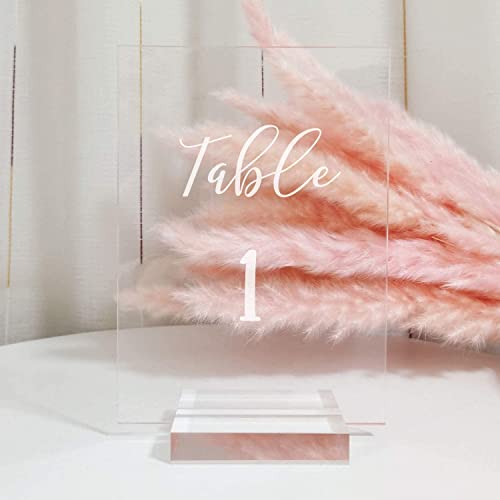 JINMURY 3" Clear Acrylic Sign Holder Stand - 10 Pack for Wedding Table Number Signs, Card Holder, Clear Base for 5x7 Inch Sheet Table Signs - Image 4