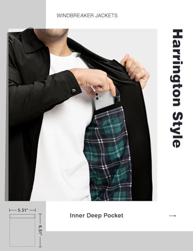 TBMPOY Men's Lightweight Jackets Casual Windbreaker Stylish Light Fall Spring Golf Work Dress Business Black XXL - Image 5