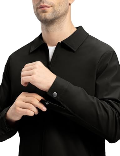 TBMPOY Men's Lightweight Jackets Casual Windbreaker Stylish Light Fall Spring Golf Work Dress Business Black XXL - Image 4