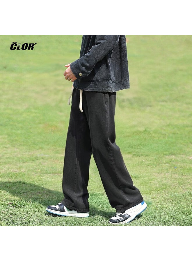 Clor Gradient Jeans For Men, Spring And Summer American Trendy Casual Loose Straight-leg Pants, Nzk05 Mobi White Black 3XL - Image 1