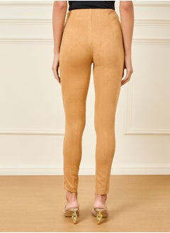 Styli High Rise Pintuck Suede Leggings  - Image 4