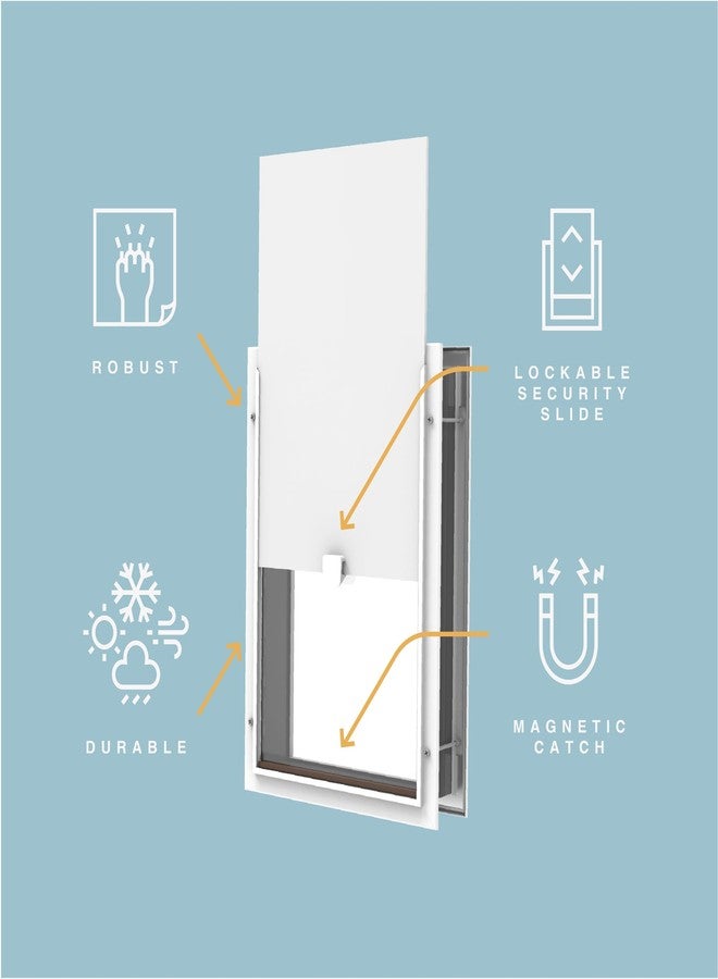 Hakuna Pets Deluxe Aluminum Pet, Cat and Dog Door with 2-Way Locking Panel for Screens, Doors and Walls up to 2.8" Thick, Large, White - Image 3