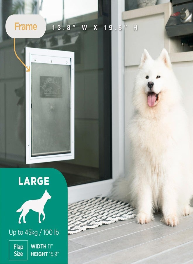 Hakuna Pets Deluxe Aluminum Pet, Cat and Dog Door with 2-Way Locking Panel for Screens, Doors and Walls up to 2.8" Thick, Large, White - Image 2