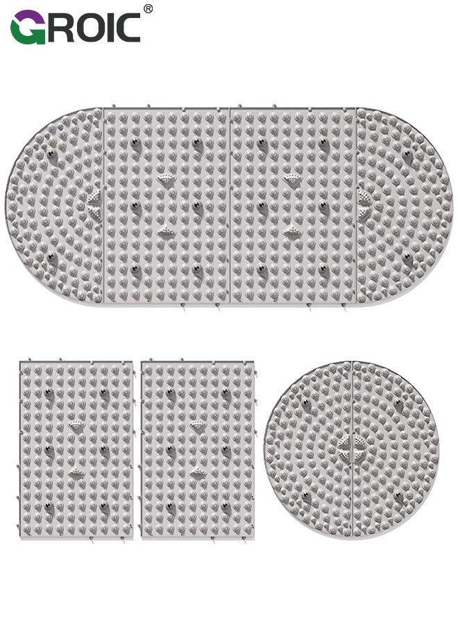 GROIC 4 Pcs Splicing Foot Massage Mat, Feet Massage Pad Anti Slip Outdoor Massage Mat, Reflexology Walk Massage Mat Multifunctional Relaxing Pressure Leg Pain Tools (145*64cm) - Image 1