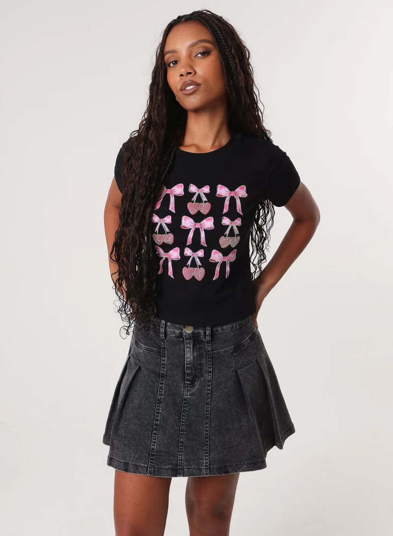 Pink Vanilla Diamante Bow T-shirt