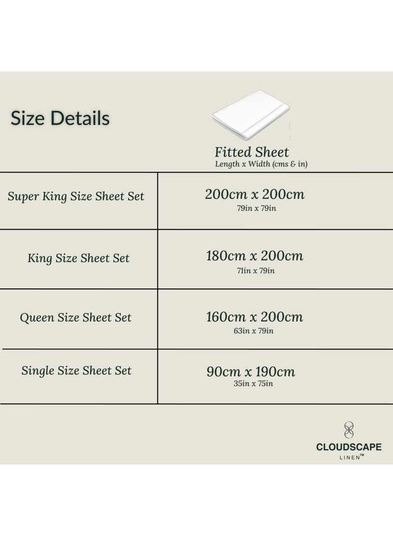 Cloud Scape Linen 600 Thread Count Egyptian Cotton Fitted Sheet ( Super King, French Blue) - Image 5