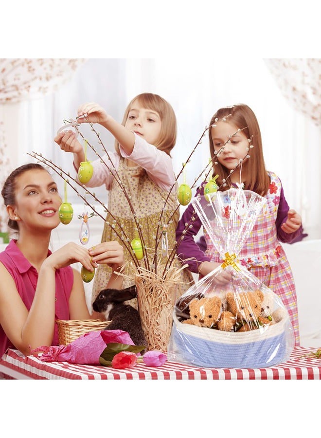 Labeol 50pcs Cellophane Bags 3 Sizes Cellophane Wrap for Gift Baskets 24x30 16x24 12x18 Large Clear Packaging Bags with 50 Pull Bows for Gift Wrapping Plastic Gift Bags - Image 2