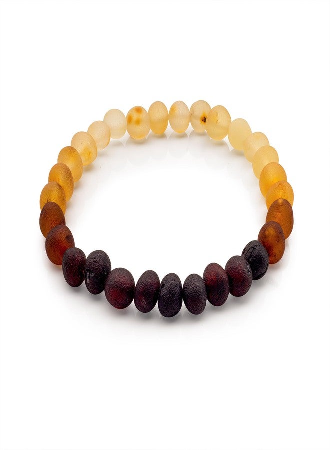 Baltic Proud Natural Baltic Amber Bracelet for Adults (Women/Men - Unisex) Rainbow Raw color - Hand made From Raw-Unpolished/Certified Baltic Amber Beads - Image 1
