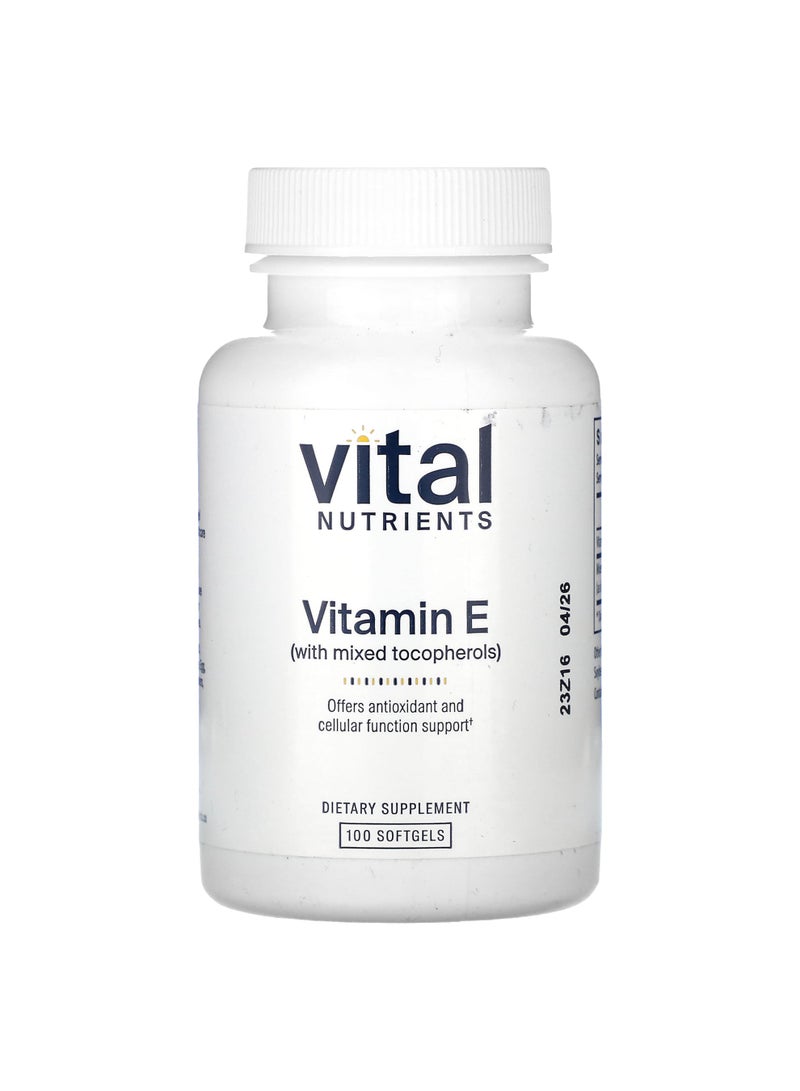 Vital Nutrients Vitamin E With Mixed Tocopherols, 100 Softgels