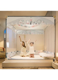 LIMOS Mosquito Bed Net 4 Corners Post Canopy for Babies & Adults with 3 Side Opening and Anti-drop Bottom  - Image 1