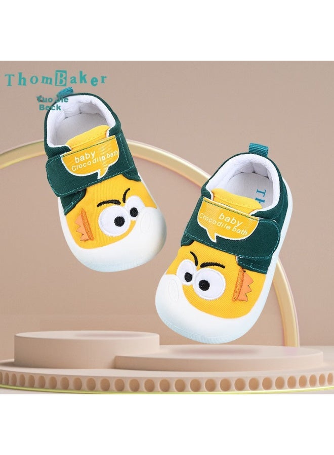 Thombaker Baby Walking Shoes Spring And Autumn Style Infant Soft Bottom Boys And Girls Cartoon Eyes Yellow Shoes Size 14 - Image 1