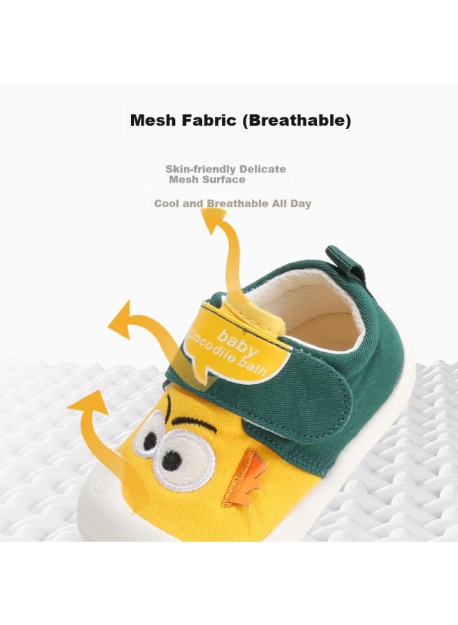 Thombaker Baby Walking Shoes Spring And Autumn Style Infant Soft Bottom Boys And Girls Cartoon Eyes Yellow Shoes Size 14 - Image 2