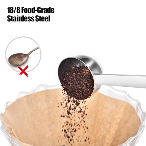 Doosu 18/8 Stainless Steel Coffee Scoops, Doosu Food-Grade Metal Measuring Spoons with 6.9in Long Handle, Tablespoon Scooper for Coffee Beans, Ground Coffee, Espresso, Protein Powders, Tea (1 & 2 Tbsp) - Image 3