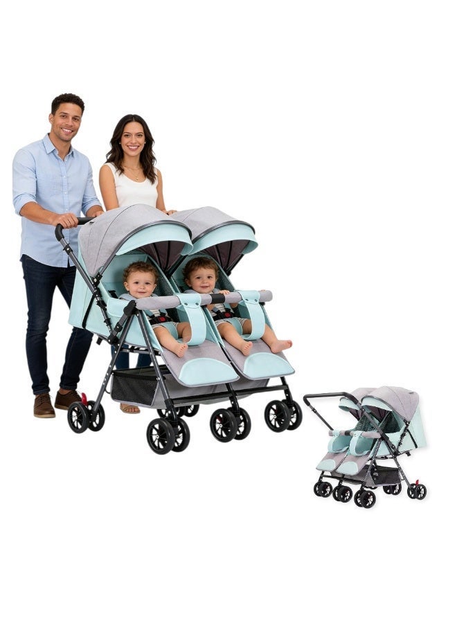 side by side twin stroller suitable for two infants newborn baby to 24 months - Image 1