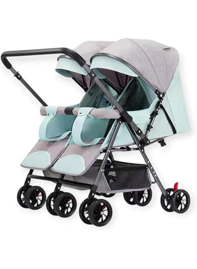side by side twin stroller suitable for two infants newborn baby to 24 months - Image 2