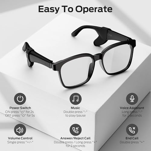 Oraolo Smart Glasses, Polarized Sunglasses with Bluetooth Speaker, Wireless Music & Calls, Athletic/Outdoor UV Protection and Voice Control, Unisex(Clear) - Image 5