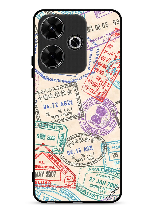 Covernex Xiaomi Redmi 13 4G Protective Case Cover Travel Stamps Pattern - Image 1