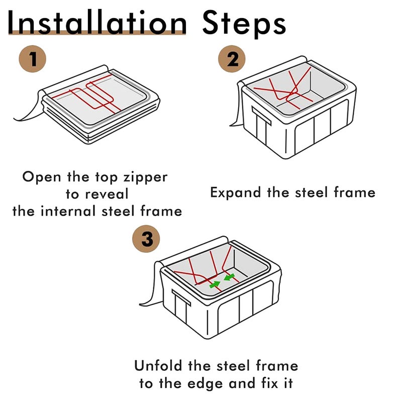 Kuber Industries Dot Printed Steel Frame Living Box Closet Organizer Cloth Storage Boxes for Wardrobe With Clear Window 24Ltr Navy Blue Brown50KM01210 - Image 5