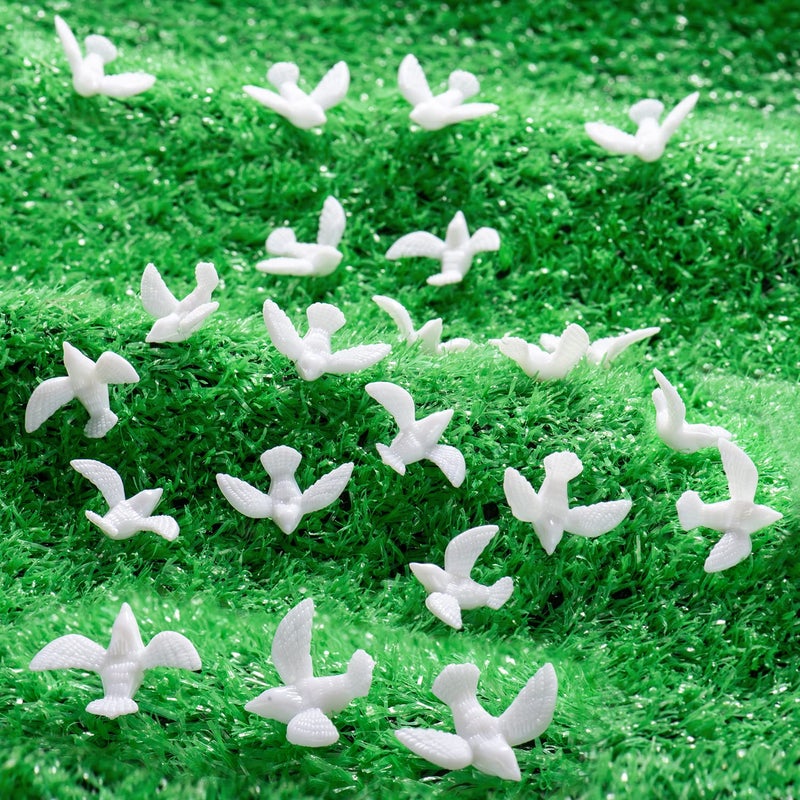 ZZYFGH 150 Mini White Dove for Crafts, 3/4 Inch Bulk Miniature Birds Figurines Wedding Cake Decoration - Image 4