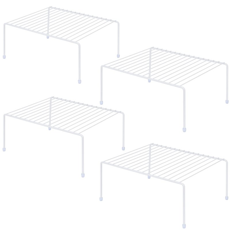 JBESUHI JBESUHI Medium 131 x 102 Inch Cabinet Storage Shelf Rack ShelvesKitchen Counter and Cabinet Shelf Storage Rack Organizer for Kitchen Fridge Cabinet Bathroom Cupboard Pantry 4 White 